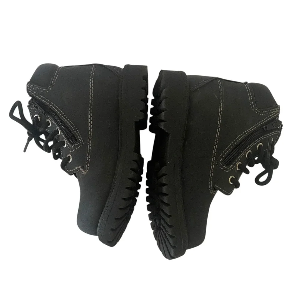 SmartFit‎ Kids Black Waterproof Winter Work Boots Side Zip Faux Fur Lined Size 9